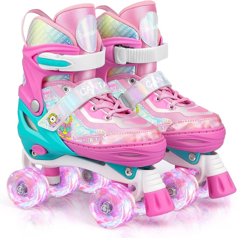 CANTAMI Roller Skates for Kids Girls Boys 4 Size Adjustable Kids Roller Skates with Wheels Light up for Children, Teens, Beginner & Advance, Indoor Outdoor - Image 1